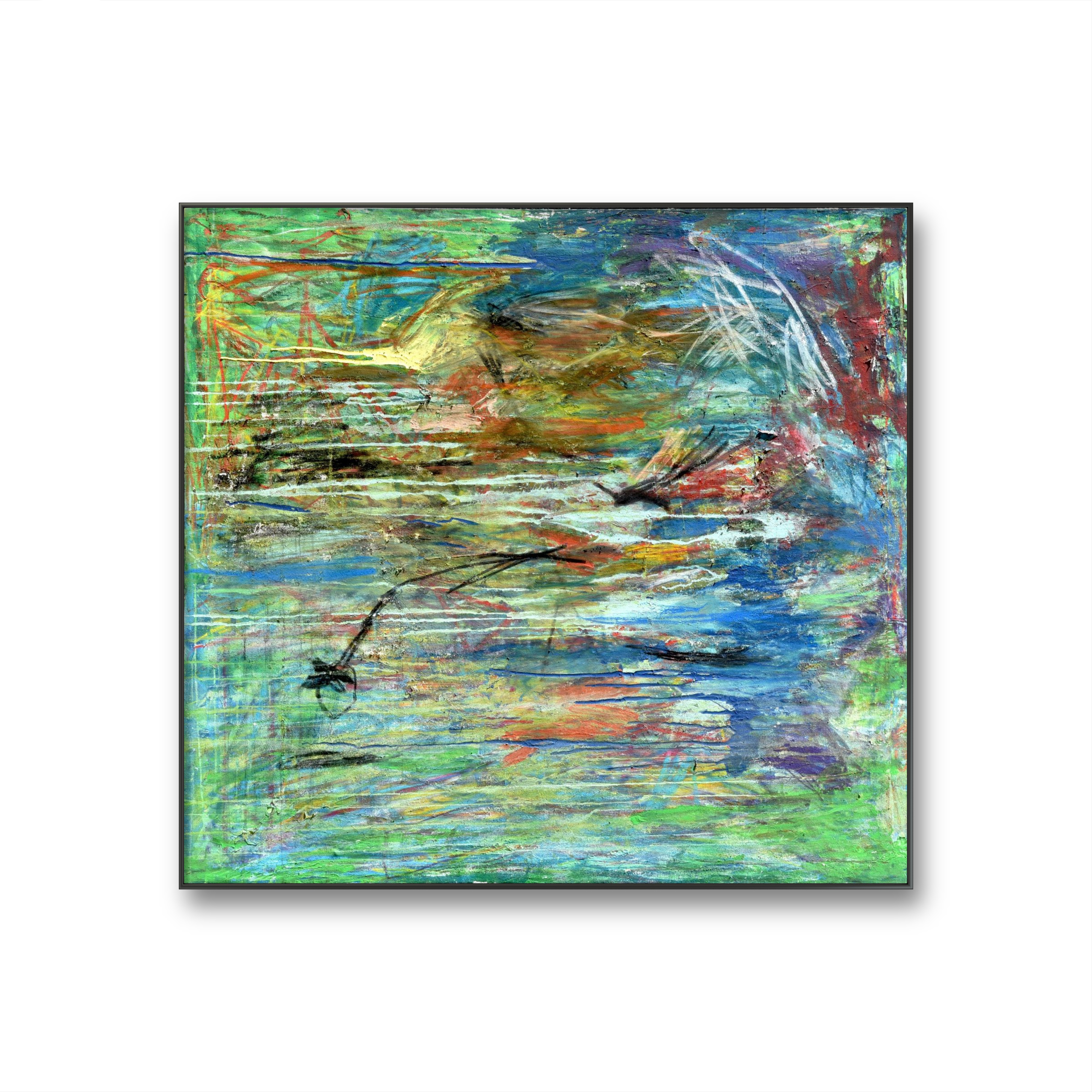 Girino e Libelinha, 23
Acrílico, pastel de óleo, carvão e spray sobre tela
120x120 cm